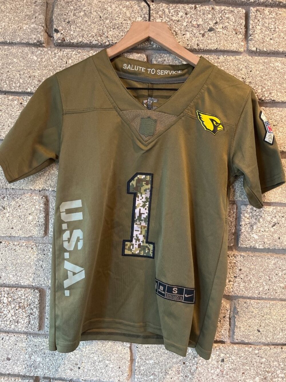 NFL Salute To Service Cardinals Jersey Camo Number 1 Olive Green Small